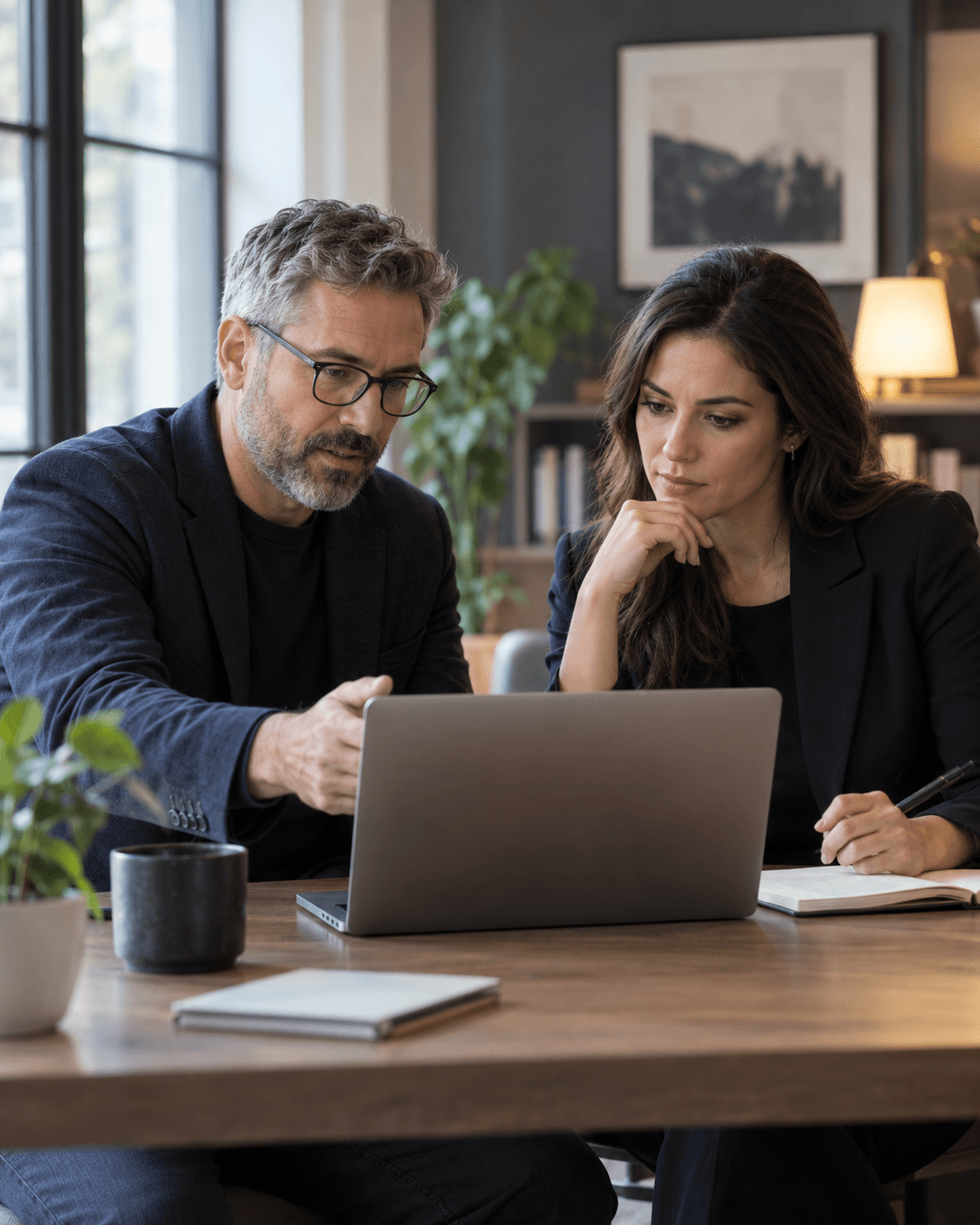 A software engineer and domain expert reviewing a custom application together