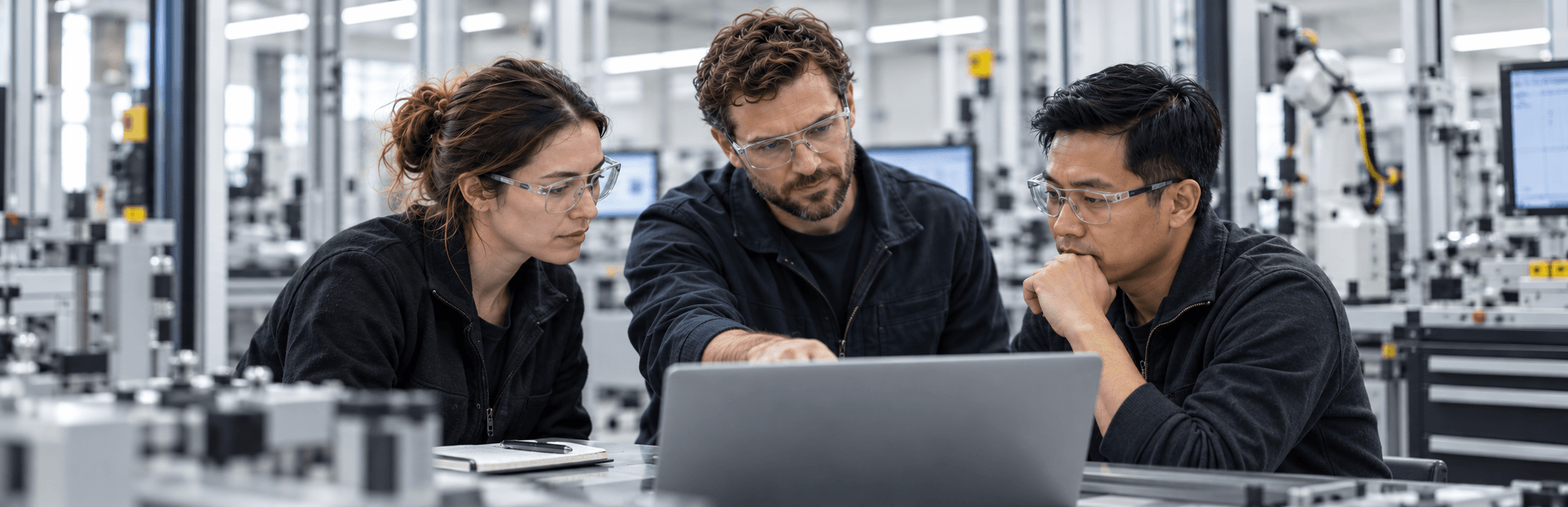 Three validation and operations professionals reviewing a critical system together